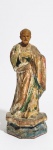 Escultura de Santo Antonio em madeira policromada. Med.: 22x7x9cm. Obs: sem um dos braços.