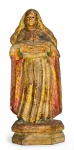 Escultura de Nossa Senhora da Apresentação em madeira policromada. Med.: 23x5x9cm