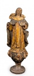 Escultura de Nossa Senhora do Carmo em madeira policromada. Med. 30x7x11cm . Obs: peça sem as mãos.
