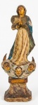 Escultura sacra de Nossa Senhora da Conceição esculpida em madeira com policromia. Med.:23,5x4,5x9.