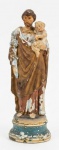 Estátua em cerâmica de São José com Menino Jesus. Med.: 19x5x6cm