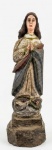 Escultura de Nossa Senhora da Conceição em madeira policromada. Med.: 16,5x5x5 cm