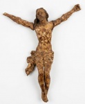 Fragmento de imagem de Jesus Cristo crucificado em madeira Med.: 21x4x16cm