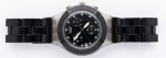 Relógio da marca Swatch na cor preta, coleção Irony Diaphane Chronograph.