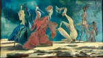 GUILLAUME, Jean - 1912-1985 - "Composição com Figuras" - OSE. Assinado frente e verso, 1975. 23 x 39 cm.