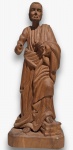 MESTRE EDSON - SÃO PEDRO - Imagem sacra em madeira entalhada a mão em bloco de madeira. Uma mão solta. Alt.: 30 cm.