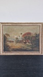 T. Olteano, "Paisagem bucólica  com casebres". Óleo sobre tela  69cm X 50cm
