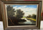 "OST" "Paisagem Campestre". Moldura em madeira escura.Medidas 98 x 125 cm.