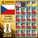 2026 - SELEÇÃO DA TCHÉQUIA (Czechia) Completa - CZE1 A CZE20 - Grupo A - 20 Figurinhas Originais PANINI RETIRADAS DOS PACOTES em ordem para colar nas páginas 14 e 15 do ÁLBUM da COPA DO MUNDO FIFA 2026 - Imagem ilustrativa de uma das peças do acervo, o cliente vai receber a Seleção descrita neste anúncio original PANINI