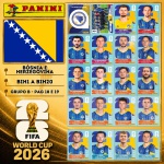 2026 - SELEÇÃO DA BOSNIA-HERZEGOVINA Completa - BIH1 A BIH20 - Grupo B - 20 Figurinhas Originais PANINI RETIRADAS DOS PACOTES em ordem para colar nas páginas 18 e 19 do ÁLBUM da COPA DO MUNDO FIFA 2026 - Imagem ilustrativa de uma das peças do acervo, o cliente vai receber a Seleção descrita neste anúncio original PANINI