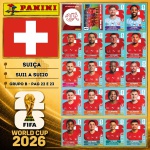 2026 - SELEÇÃO DA SUIÇA (Switzerland) Completa - SUI1 A SUI20 - Grupo B - 20 Figurinhas Originais PANINI RETIRADAS DOS PACOTES em ordem para colar nas páginas 22 e 23 do ÁLBUM da COPA DO MUNDO FIFA 2026 - Imagem ilustrativa de uma das peças do acervo, o cliente vai receber a Seleção descrita neste anúncio original PANINI