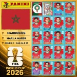 2026 - SELEÇÃO DE MARROCOS Completa - MAR1 A MAR20 - Grupo C - 20 Figurinhas Originais PANINI RETIRADAS DOS PACOTES em ordem para colar nas páginas 26 e 27 do ÁLBUM da COPA DO MUNDO FIFA 2026 - Imagem ilustrativa de uma das peças do acervo, o cliente vai receber a Seleção descrita neste anúncio original PANINI