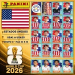 2026 - SELEÇÃO DOS ESTADOS UNIDOS (USA) Completa - USA1 A USA20 - Grupo D - 20 Figurinhas Originais PANINI RETIRADAS DOS PACOTES em ordem para colar nas páginas 32 e 33 do ÁLBUM da COPA DO MUNDO FIFA 2026 - Imagem ilustrativa de uma das peças do acervo, o cliente vai receber a Seleção descrita neste anúncio original PANINI