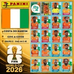 2026 - SELEÇÃO DE COSTA DO MARFIM (Cute D'ivore) Completa - CIV1 A CIV20 - Grupo E - 20 Figurinhas Originais PANINI RETIRADAS DOS PACOTES em ordem para colar nas páginas 44 e 45 do ÁLBUM da COPA DO MUNDO FIFA 2026 - Imagem ilustrativa de uma das peças do acervo, o cliente vai receber a Seleção descrita neste anúncio original PANINI