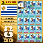 2026 - SELEÇÃO DO URUGUAI Completa - URU1 A URU20 - Grupo H - 20 Figurinhas Originais PANINI RETIRADAS DOS PACOTES em ordem para colar nas páginas 72 e 73 do ÁLBUM da COPA DO MUNDO FIFA 2026 - Imagem ilustrativa de uma das peças do acervo, o cliente vai receber a Seleção descrita neste anúncio original PANINI