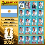 2026 - SELEÇÃO DA ARGENTINA Completa - ARG1 A ARG20 - Grupo J - 20 Figurinhas Originais PANINI RETIRADAS DOS PACOTES em ordem para colar nas páginas 82 e 83 do ÁLBUM da COPA  DO MUNDO FIFA 2026 - Imagem ilustrativa de uma das peças do acervo, o cliente vai receber a Seleção descrita neste anúncio original PANINI