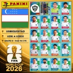 2026 - SELEÇÃO DO UZBEQUISTÃO (Uzbekistan) Completa - UZB1 A UZB20 - Grupo K - 20 Figurinhas Originais PANINI RETIRADAS DOS PACOTES em ordem para colar nas páginas 94 e 95 do ÁLBUM da COPA DO MUNDO FIFA 2026 - Imagem ilustrativa de uma das peças do acervo, o cliente vai receber a Seleção descrita neste anúncio original PANINI