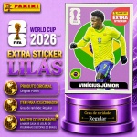 2026 - EXTRA LEGEND BASE/LILÁS - VINICIUS JUNIOR (Brasil) - Figurinha Original PANINI do Álbum da COPA DO MUNDO FIFA 2026 - Raridade - Regular - Imagem REAL da peça em leilão