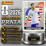 2026 - EXTRA LEGEND PRATA - CHRISTIAN PULISIC (EUA) - Figurinha Original PANINI do Álbum da COPA DO MUNDO FIFA 2026 - Raridade - Rara - Imagem REAL da peça em leilão