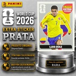 2026 - EXTRA LEGEND PRATA - LUIS DIAZ (Colômbia) - Figurinha Original PANINI do Álbum da COPA DO MUNDO FIFA 2026 - Raridade - Rara - Imagem REAL da peça em leilão