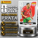 2026 - EXTRA LEGEND PRATA - ACHRAF HAKIMI (Marrocos) - Figurinha Original PANINI do Álbum da COPA DO MUNDO FIFA 2026 - Raridade - Rara - Imagem REAL da peça em leilão