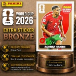 2026 - EXTRA LEGEND BRONZE - ACHRAF HAKIMI (Marrocos) - Figurinha Original PANINI do Álbum da COPA DO MUNDO FIFA 2026 - Raridade - Intemediária - Imagem REAL da peça em leilão