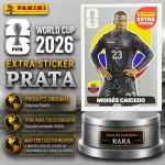 2026 - EXTRA LEGEND PRATA - MOISES CAICEDO (Equador) - Figurinha Original PANINI do Álbum da COPA DO MUNDO FIFA 2026 - Raridade - Rara - Imagem REAL da peça em leilão