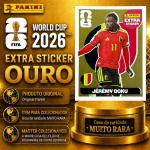 2026 - EXTRA LEGEND OURO - JEREMY DOKU (Bélgica) - Figurinha Original PANINI do Álbum da COPA DO MUNDO FIFA 2026 - Raridade - Muito Rara - Imagem Real da peça em leilão