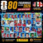 2026 - SORTIDAS - 80 FIGURINHAS SEM REPETIÇÃO - 80 Figurinhas Originais PANINI RETIRADAS DOS PACOTES para colar no ÁLBUM da COPA DO MUNDO FIFA 2026 - Imagem ilustrativa de uma das peças do acervo, o cliente vai receber a Seleção descrita neste anúncio original PANINI