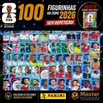 2026 - SORTIDAS - 100 FIGURINHAS SEM REPETIÇÃO + ÁLBUM (GRÁTIS) - 100 Figurinhas Originais PANINI RETIRADAS DOS PACOTES + ÁLBUM CAPA MOLE da COPA DO MUNDO FIFA 2026 - Imagem ilustrativa de uma das peças do acervo, o cliente vai receber a Seleção descrita neste anúncio original PANINI