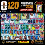 2026 - SORTIDAS - 120 FIGURINHAS SEM REPETIÇÃO + ÁLBUM (GRÁTIS) - 120 Figurinhas Originais PANINI RETIRADAS DOS PACOTES + ÁLBUM CAPA MOLE da COPA DO MUNDO FIFA 2026 - Imagem ilustrativa de uma das peças do acervo, o cliente vai receber a Seleção descrita neste anúncio original PANINI