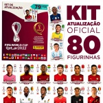 2022 - KIT DE ATUALIZAÇÃO COPA DO MUNDO 2022 - São 80 novos cromos com os atletas convocados para você atualizar seu Livro Ilustrado Oficial da Panini! Observação: Original PANINI - As figurinhas são Brancas no estilo das de 2018 - é um album brochura com 79 Cromos normais e 1 Especial - Este item pode sofrer atraso para chegar até nós, o arrematante será solicitado a fazer o pagamento somente após ele estar em nossas mãos.A Panini teria acertado todas as figurinhas da seleção brasileira, se o Philippe Coutinho não tivesse se lesionado.No álbum, ele será substituído pela figurinha do Bruno Guimarães.A seguir você tem a lista dos jogadores que terão figurinhas no kit de atualização:Ismaeel Mohammad (Qatar)Jackson Porozo (Equador)Youssouf Sabaly (Senegal)Fodé Ballo-Touré (Senegal)Pathé Ciss (Senegal)Remko Pasveer (Holanda)Marten De Roon (Holanda)Kenneth Taylor (Holanda)Wout Weghorst (Holanda)Vincent Janssen (Holanda)Morteza Pouraliganji (Irã)Sean Johnson (EUA)Cameron Carter-Vickers (EUA)Josh Sargent (EUA)Paulo Dybala (Argentina)Haitham Asiri (Arábia Saudita)Orbelín Pineda (México)Alexis Vega (México)Jakub Kiwior (Polônia)Nicola Zalewski (Polônia)Przemysaw Frankowski (Polônia)Jakub Kamiski (Polônia)Szymon urkowski (Polônia)Steve Mandanda (França)William Saliba (França)Matteo Guendouzi (França)Eduardo Camavinga (França)Ousmane Dembélé (França)Olivier Giroud (França)Thomas Deng (Austrália)Bailey Wright (Austrália)Riley McGree (Austrália)Jamie Maclaren (Austrália)Joachim Andersen (Dinamarca)Aymen Dahmen (Tunísia)Nader Ghandri (Tunísia)Carlos Martínez (Costa Rica)Daniel Chacón (Costa Rica)Brandon Aguilera (Costa Rica)Nico Schlotterbeck (Alemanha)Jamal Musiala (Alemanha)Youssoufa Moukoko (Alemanha)Hiroki Sakai (Japão)Kou Itakura (Japão)Daichi Kamada (Japão)Ritsu Doan (Japão)Zeno Debast (Bélgica)Dayne St. Clair (Canadá)Derek Cornelius (Canadá)Achraf Dari (Marrocos)Noussair Mazraoui (Marrocos)Azzedine Ounahi (Marrocos)Abdelhamid Sabiri (Marrocos)Bilal El Khannouss (Marrocos)Zakaria Aboukhlal (Marrocos)Hakim Ziyech (Marrocos)Walid Cheddira (Marrocos)Josip Stanii (Croácia)Bruno Petkovi (Croácia)Bruno Guimarães (Brazil)Eray Cömert (Suíça)Renato Steffen (Suíça)Enzo Ebosse (Camarões)Gaël Ondoua (Camarões)Olivier Ntcham (Camarões)Bryan Mbeumo (Camarões)Diogo Dalot (Portugal)Vitinha (Portugal)João Mário (Portugal)Rafael Leão (Portugal)João Félix (Portugal)Manaf Nurudeen (Gana)Lawrence Ati Zigi (Gana)Tariq Lamptey (Gana)Mohammed Salisu (Gana)Salis Abdul Samed (Gana)Kamal Sowah (Gana)Iñaki Williams (Gana)Kyung-won Kwon (Coréia do Sul)