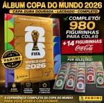 2022 - ÁLBUM COPA 2026 COMPLETO PARA COLAR - ÁLBUM CAPA DURA DOURADO + 980 FIGURINHAS NORMAIS + 14 Figurinhas COCA COLA - KIT COM 100% DO ÁLBUM DA 2026 PARA COLAR - São todas as 994 figurinhas do álbum separadas e sem uso, para colar. Figurinhas Originais PANINI Brasil sem uso (para colar no álbum) - Não acompanha Extra Legends