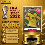 2022 - NEYMAR JUNIOR OURO - EXTRA LEGEND (Brasil) - Figurinha Original PANINI do Álbum da COPA DO MUNDO FIFA 2022 - Raridade - Muito Rara - Imagem ilustrativa de uma das peças do acervo, o cliente vai receber a figurinha descrita neste anúncio