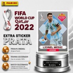 2022 - LIONEL MESSI PRATA - EXTRA LEGEND (Argentina) - Figurinha Original PANINI do Álbum da COPA DO MUNDO FIFA 2022 - Raridade - Rara - Imagem ilustrativa de uma das peças do acervo, o cliente vai receber a figurinha descrita neste anúncio