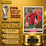 2022 - CRISTIANO RONALDO OURO - EXTRA LEGEND (Portugal) - Figurinha Original PANINI do Álbum da COPA DO MUNDO FIFA 2022 - Raridade - Muito Rara - Imagem ilustrativa de uma das peças do acervo, o cliente vai receber a figurinha descrita neste anúncio
