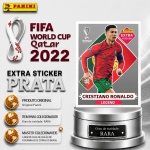 2022 - CRISTIANO RONALDO PRATA - EXTRA LEGEND (Portugal) - Figurinha Original PANINI do Álbum da COPA DO MUNDO FIFA 2022 - Raridade - Rara - Imagem ilustrativa de uma das peças do acervo, o cliente vai receber a figurinha descrita neste anúncio
