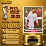 2022 - CHRISTIAN ERIKSEN OURO - EXTRA LEGEND (Dinamarca) - Figurinha Original PANINI do Álbum da COPA DO MUNDO FIFA 2022 - Raridade - Muito Rara - Imagem ilustrativa de uma das peças do acervo, o cliente vai receber a figurinha descrita neste anúncio
