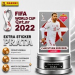 2022 - CHRISTIAN ERIKSEN PRATA - EXTRA LEGEND (Dinamarca) - Figurinha Original PANINI do Álbum da COPA DO MUNDO FIFA 2022 - Raridade - Rara - Imagem ilustrativa de uma das peças do acervo, o cliente vai receber a figurinha descrita neste anúncio