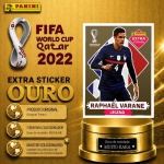 2022 - RAPHAEL VARANE OURO - EXTRA LEGEND (França) - Figurinha Original PANINI do Álbum da COPA DO MUNDO FIFA 2022 - Raridade - Muito Rara - Imagem ilustrativa de uma das peças do acervo, o cliente vai receber a figurinha descrita neste anúncio