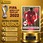 2022 - ALPHONSO DAVIES OURO - EXTRA ROOKIE (Canadá) - Figurinha Original PANINI do Álbum da COPA DO MUNDO FIFA 2022 - Raridade - Muito Rara - Imagem ilustrativa de uma das peças do acervo, o cliente vai receber a figurinha descrita neste anúncio