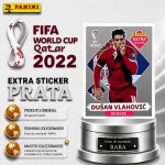 2022 - DUSAN VLAHOVIC PRATA - EXTRA ROOKIE (Sérvia) - Figurinha Original PANINI do Álbum da COPA DO MUNDO FIFA 2022 - Raridade - Rara - Imagem ilustrativa de uma das peças do acervo, o cliente vai receber a figurinha descrita neste anúncio