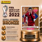 2022 - DUSAN VLAHOVIC BRONZE - EXTRA ROOKIE (Sérvia) - Figurinha Original PANINI do Álbum da COPA DO MUNDO FIFA 2022 - Raridade - Intermediária - Imagem ilustrativa de uma das peças do acervo, o cliente vai receber a figurinha descrita neste anúncio