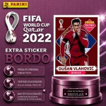 2022 - DUSAN VLAHOVIC BORDÔ/BASE - EXTRA ROOKIE (Sérvia) - Figurinha Original PANINI do Álbum da COPA DO MUNDO FIFA 2022 - Raridade - Regular - Imagem ilustrativa de uma das peças do acervo, o cliente vai receber a figurinha descrita neste anúncio