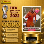 2022 - RYAN GRAVENBERCH OURO - EXTRA ROOKIE (Holanda) - Figurinha Original PANINI do Álbum da COPA DO MUNDO FIFA 2022 - Raridade - Muito Rara - Imagem ilustrativa de uma das peças do acervo, o cliente vai receber a figurinha descrita neste anúncio