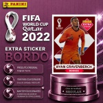 2022 - RYAN GRAVENBERCH BORDÔ/BASE - EXTRA ROOKIE (Holanda) - Figurinha Original PANINI do Álbum da COPA DO MUNDO FIFA 2022 - Raridade - Regular - Imagem ilustrativa de uma das peças do acervo, o cliente vai receber a figurinha descrita neste anúncio