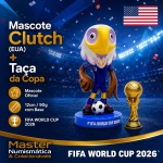 2026 - MASCOTE DA COPA - CLUTCH (EUA) com BASE + Taça da Copa - Mascote Oficial - 12cm / 90g - FIFA WORLD CUP 2026 - Avulso (sem caixa)