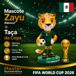 2026 - MASCOTE DA COPA - ZAYU (México) com BASE + Taça da Copa - Mascote Oficial - 12cm / 90g - FIFA WORLD CUP 2026 - Avulso (sem caixa)