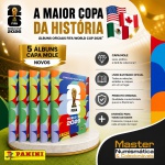 2026 - 05 ÁLBUNS CAPA MOLE LACRADOS - Álbum Brochura - FIFA WORLD CUP 2026 Imagem ilustrativa, o cliente vai receber os álbuns lacrado (novos) descrito neste anúncio. Sugestão de venda Panini R$ 24.90 cada (R$ 124.50), Lote ideal para Revendedores
