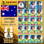 2026 - SELEÇÃO DA AUSTRÁLIA Completa - AUS1 A AUS20 - Grupo D - 20 Figurinhas Originais PANINI RETIRADAS DOS PACOTES em ordem para colar nas páginas 36 e 37 do ÁLBUM da COPA DO MUNDO FIFA 2026 - Imagem ilustrativa de uma das peças do acervo, o cliente vai receber a Seleção descrita neste anúncio original PANINI